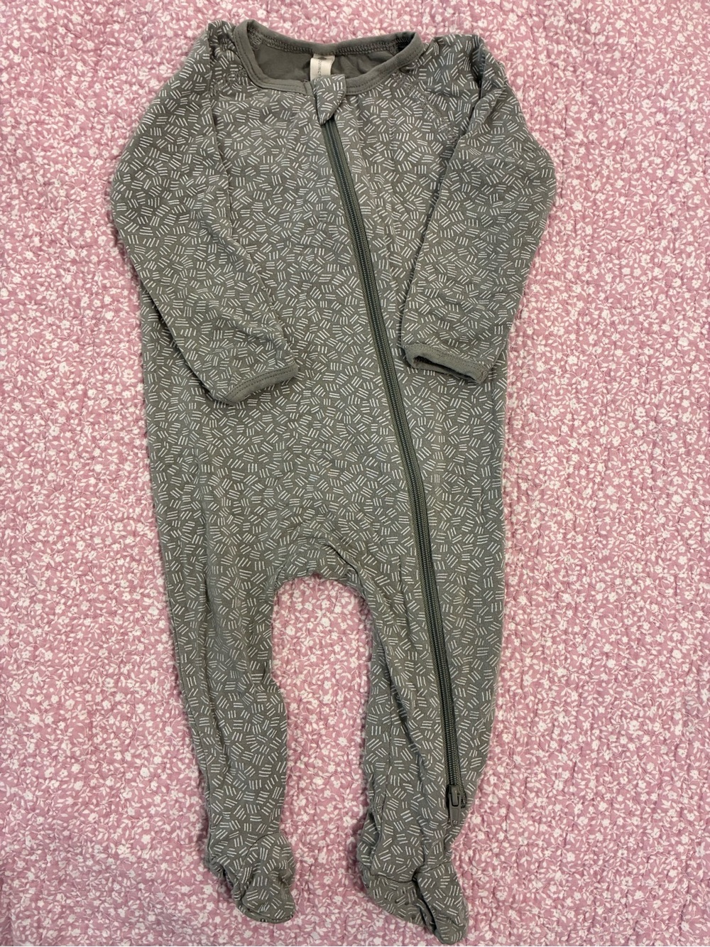 Quincy Mae Grey Geometric Footed One-Piece